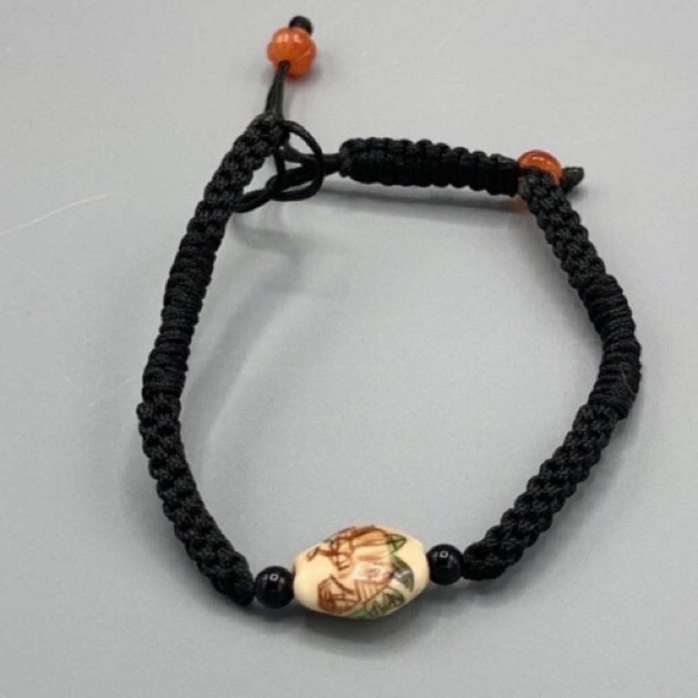 Asian Bead Braided Adjustable Bracelet Anklet